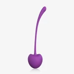 A single deep purple RubyLift weighted exercise ball made from premium medical-grade silicone, featuring a sleek cherry-inspired design with a flexible retrieval cord for comfortable intimacy wellness training.