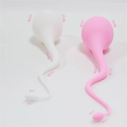 Visual representation of the powerful vibration patterns across the entire body of the pink and white intimacy tools.