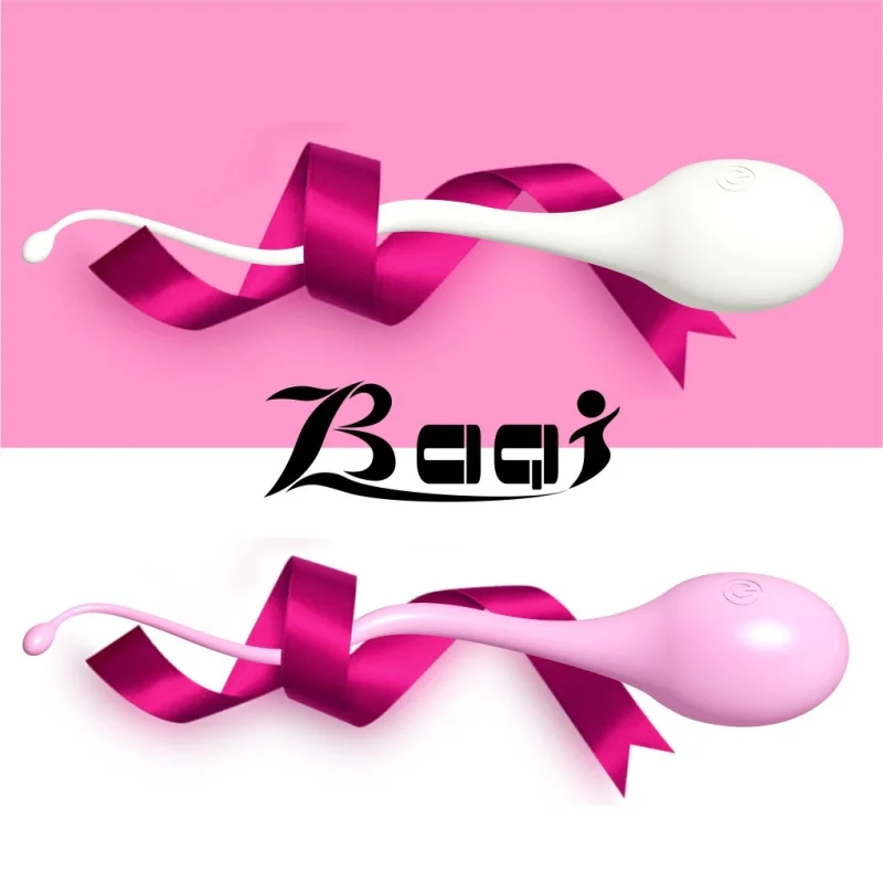 Comparison of white and pink ergonomic intimacy tools wrapped in silk ribbons highlighting the sleek aesthetic and curved design of the Baqi brand.