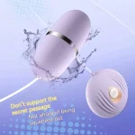 Purple waterproof panty vibrator with splash-resistant design, emphasizing its "secret passage" support and ergonomic shape for secure internal placement.