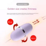 Infographic detailing the pelvic floor strengthening benefits of this kegel exercise vibrator, highlighting the golden-sized design for improved firmness and elasticity.