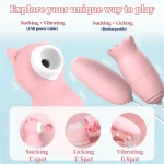 Infographic comparing the dual-mode functionality of the USB-powered suction model versus the rechargeable licking and vibrating variant.
