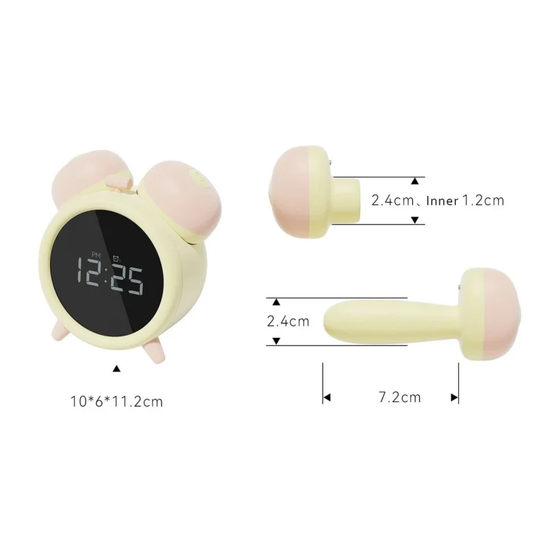 Product dimensions infographic for the Tickle O'Clock clitoral stimulator, showing the main body and the detachable pleasure attachment with a soft silicone tip.
