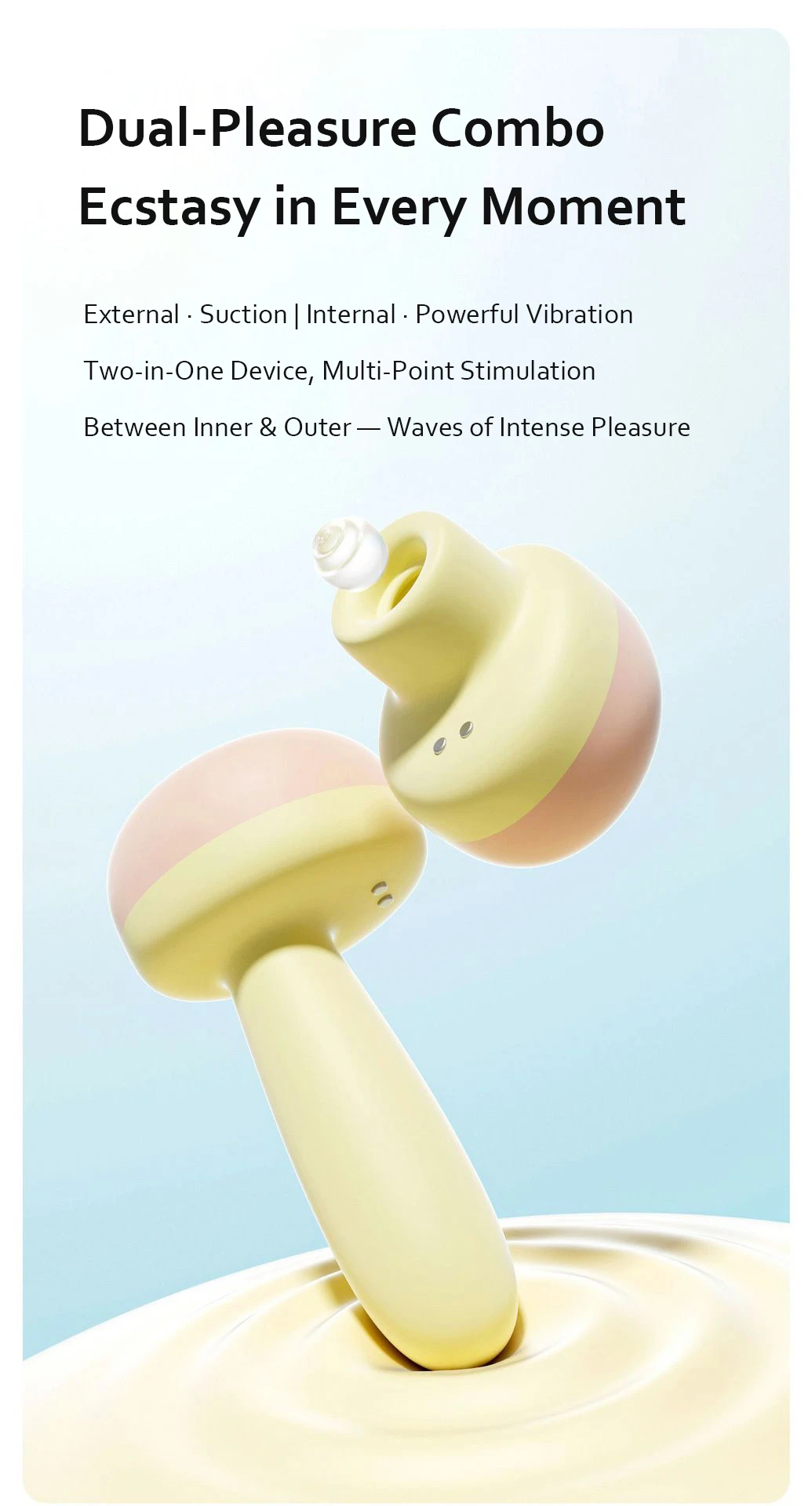 Dual-function clitoral stimulator and internal vibrator set showing suction and vibration components for multi-point pleasure.