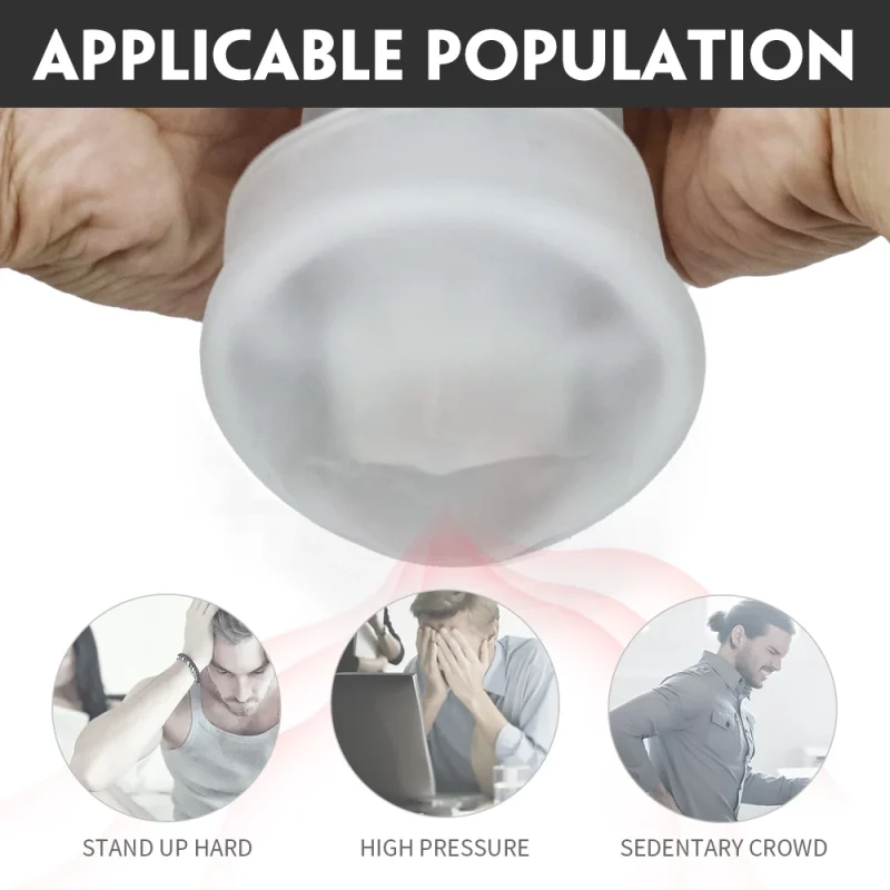 Infographic highlighting the applicable demographic for this male wellness device, including those with high-pressure lifestyles or sedentary desk jobs seeking stress relief.