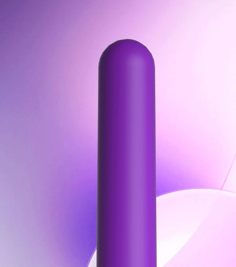 Macro detail of the seamless construction of the violet massage device, highlighting the premium, body-safe materials used for comfortable long-term use.