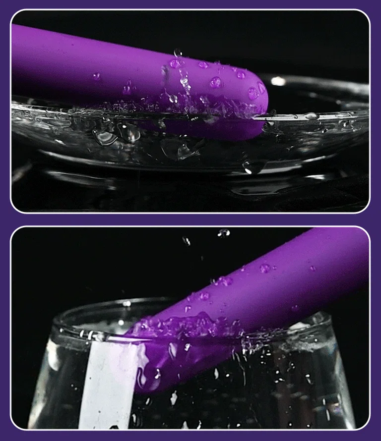 Action shot of the vibrating pleasure device creating water ripples, visually representing the powerful motor and multi-speed vibration intensity.