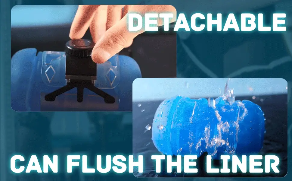 Demonstration of the detachable liner and waterproof design for easy hygiene maintenance and flushing of the internal sleeve.