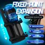 Infographic of the HH Visual Rocket automatic masturbator showcasing its 6-stage fixed-point expansion, stroke regulation, and high-speed one-click burst mode for customizable male pleasure.