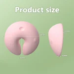 Product dimensions infographic showing the 64mm width and 38mm suction opening of the ergonomic wearable vibrator.