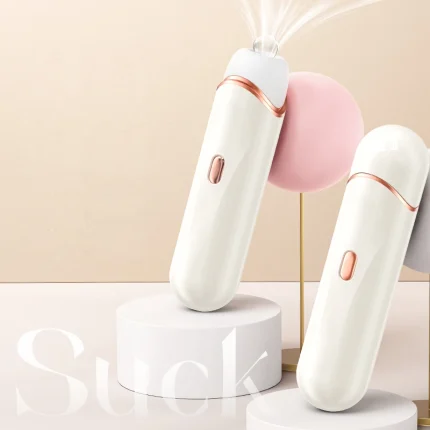 Dual WhisperWave clitoral suction vibrators in pearl white with rose gold accents displayed on modern aesthetic pedestals.