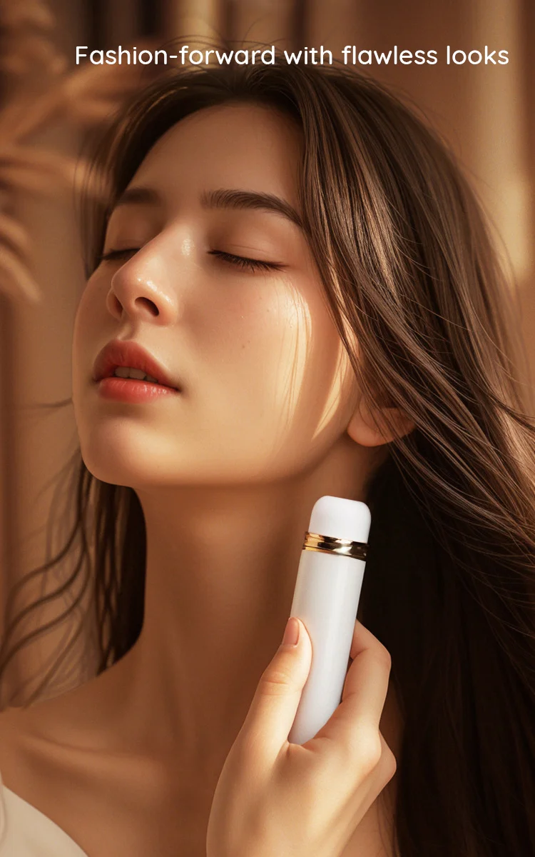 Lifestyle photography of a woman using the WhisperWave as a neck massager, demonstrating its versatile application for sensory relaxation and body wellness.