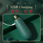 Close-up infographic showing the USB charging port on the waterproof silicone body of the personal pleasure device.