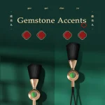 Elegant aesthetic display of the Beauty Yu vibrator featuring ornate gemstone accents and soft-touch fiber brush head.