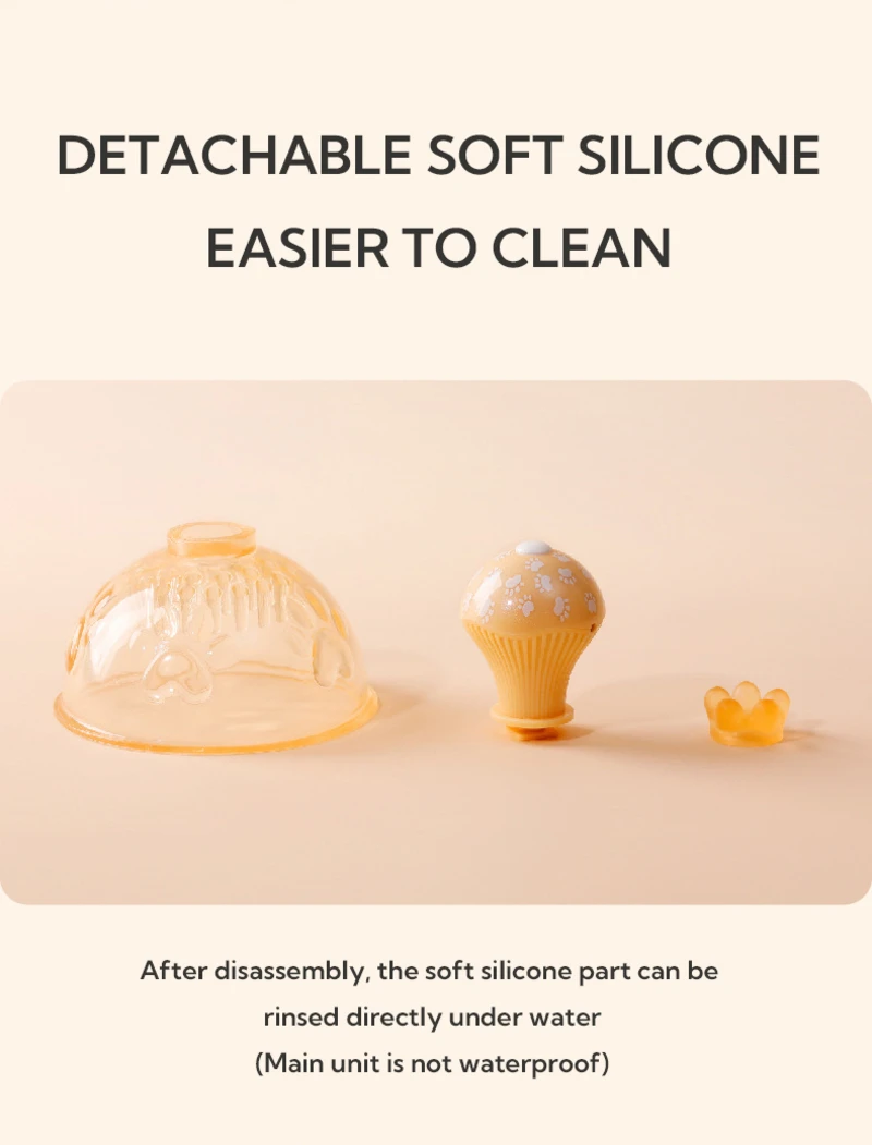 Detachable silicone nipple massager parts displayed for easy cleaning and removable soft touch design