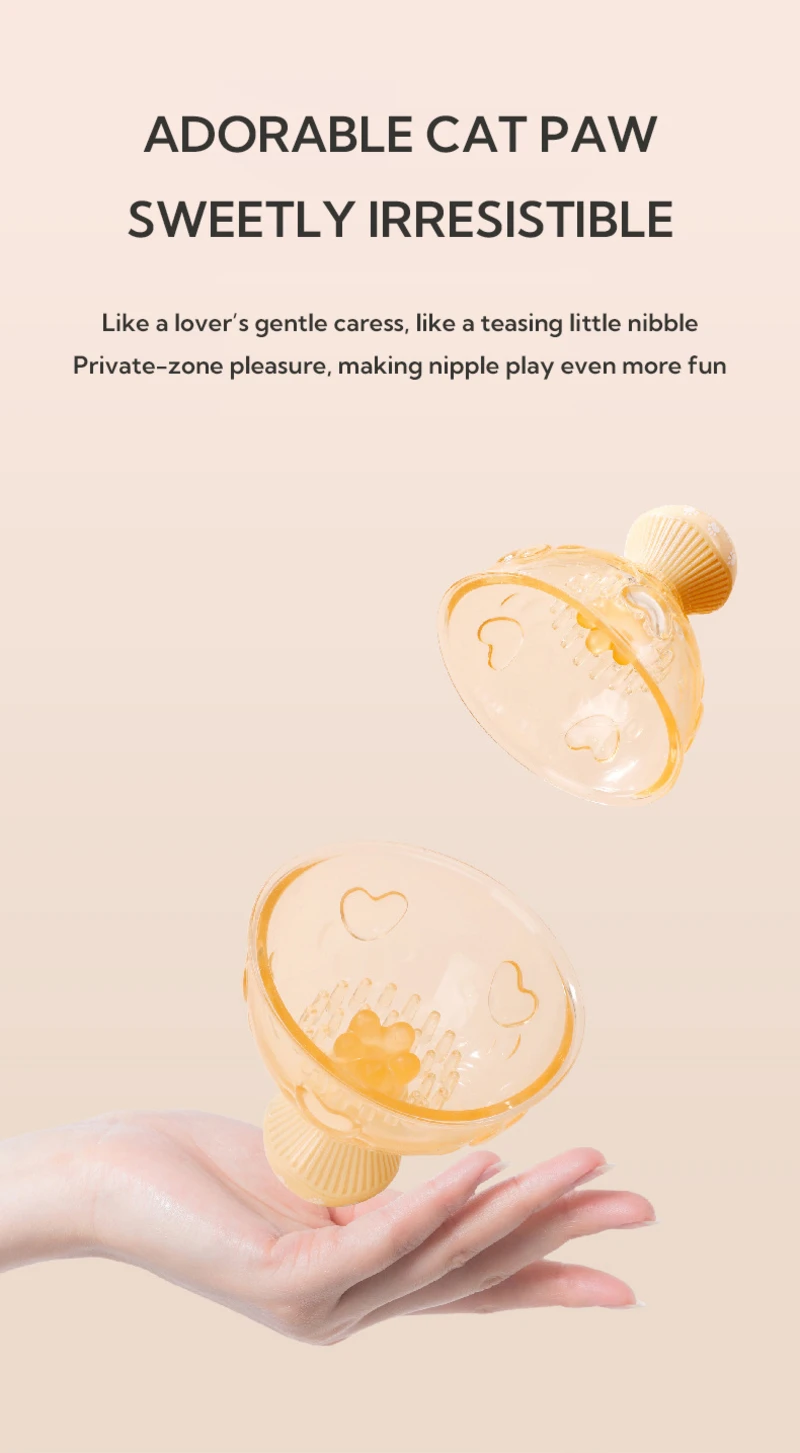 Cute cat paw nipple suction massager with playful dome shape and soft textured interior for teasing stimulation
