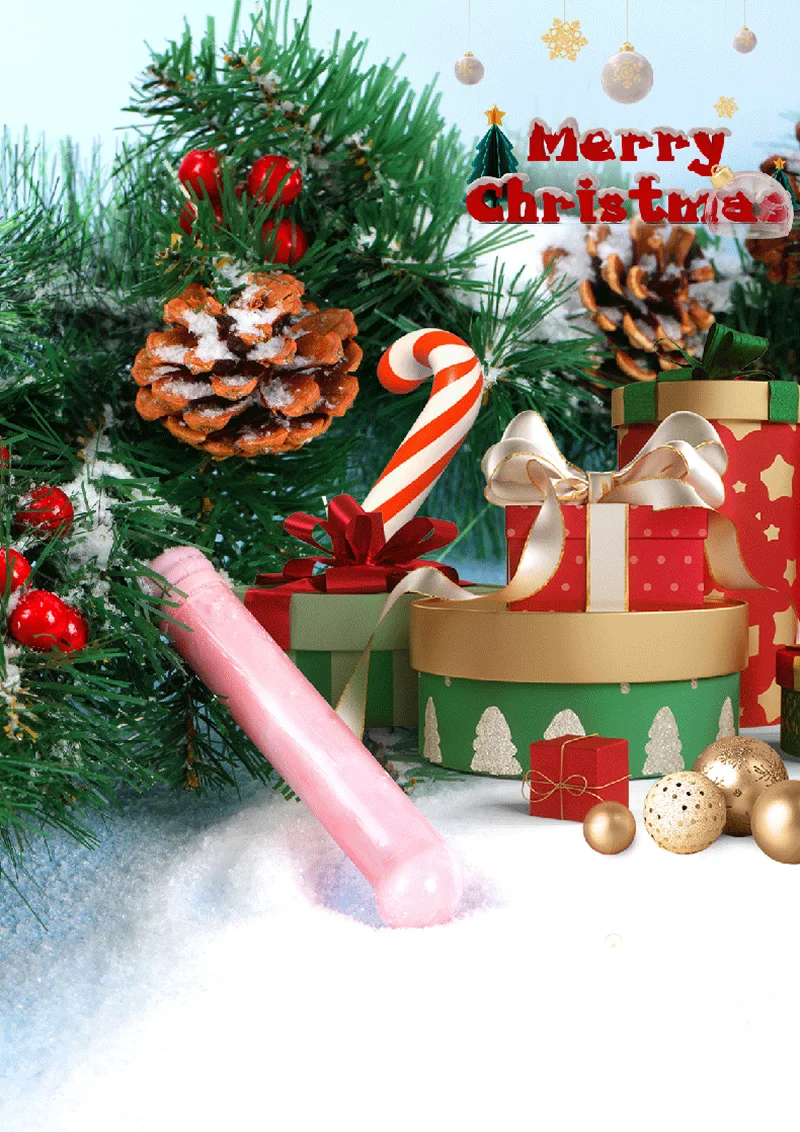 Pink curved glass vibrator in festive Christmas gift display