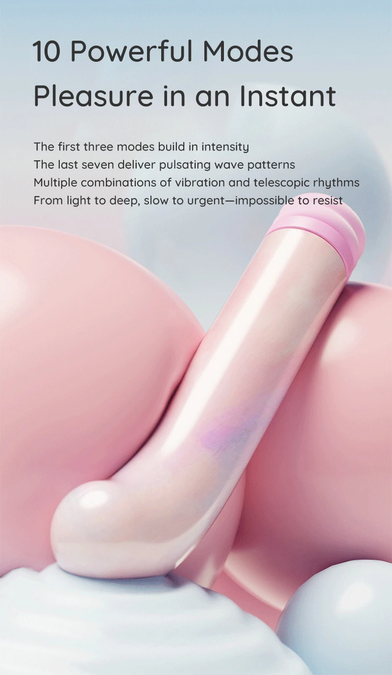 Curved pink vibrator with 10 vibration modes and pulsating patterns