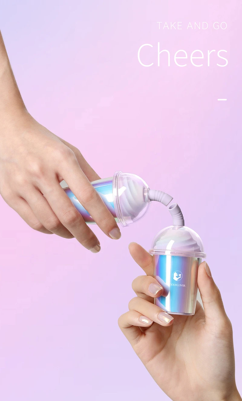 Travel-friendly mini cup pleasure device with removable dome lid and discreet handheld size