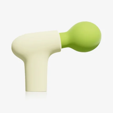 green handheld deep tissue massage gun isolated product photo for travel friendly muscle care