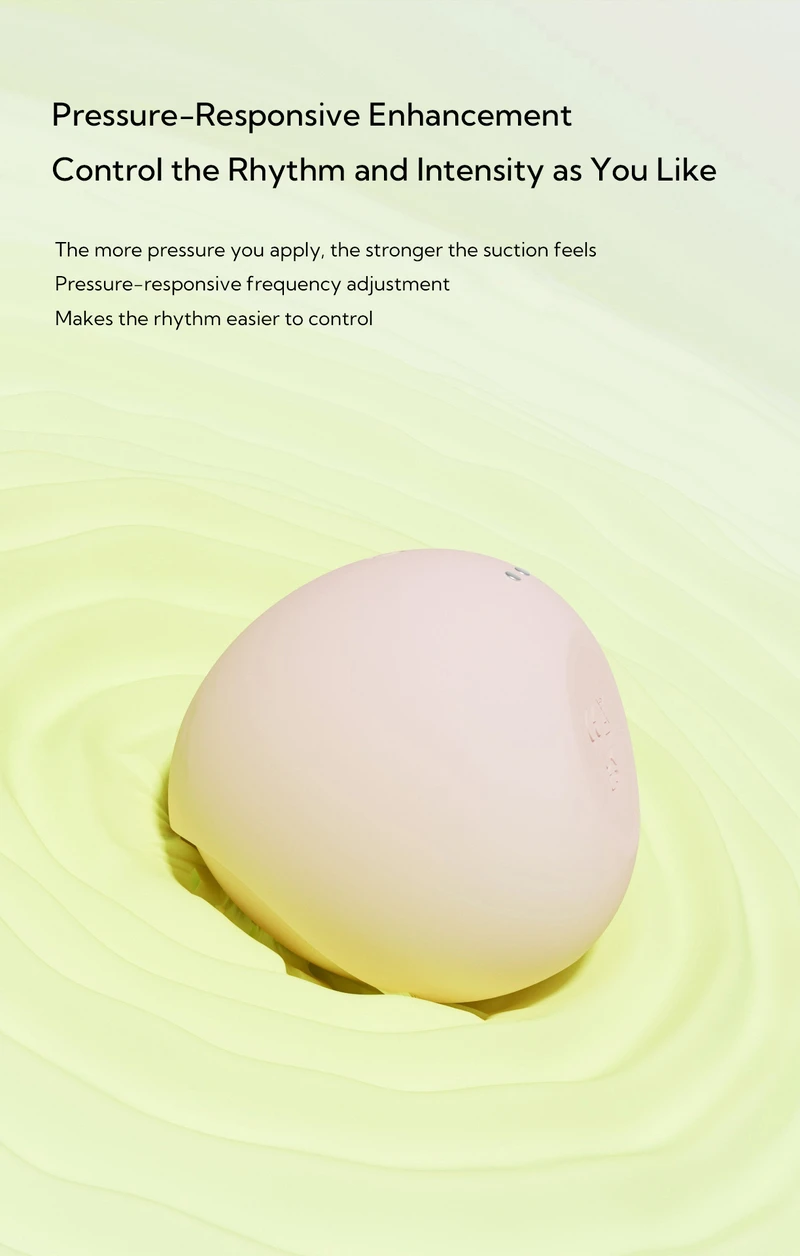 Pressure responsive clitoral suction vibrator with rhythm and intensity control