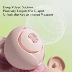Peach pulsed suction clitoral vibrator close-up with deep stimulation design