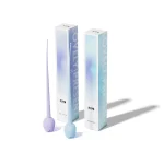 Rose bud vibrator packaging photo with pastel product boxes and discreet retail presentation