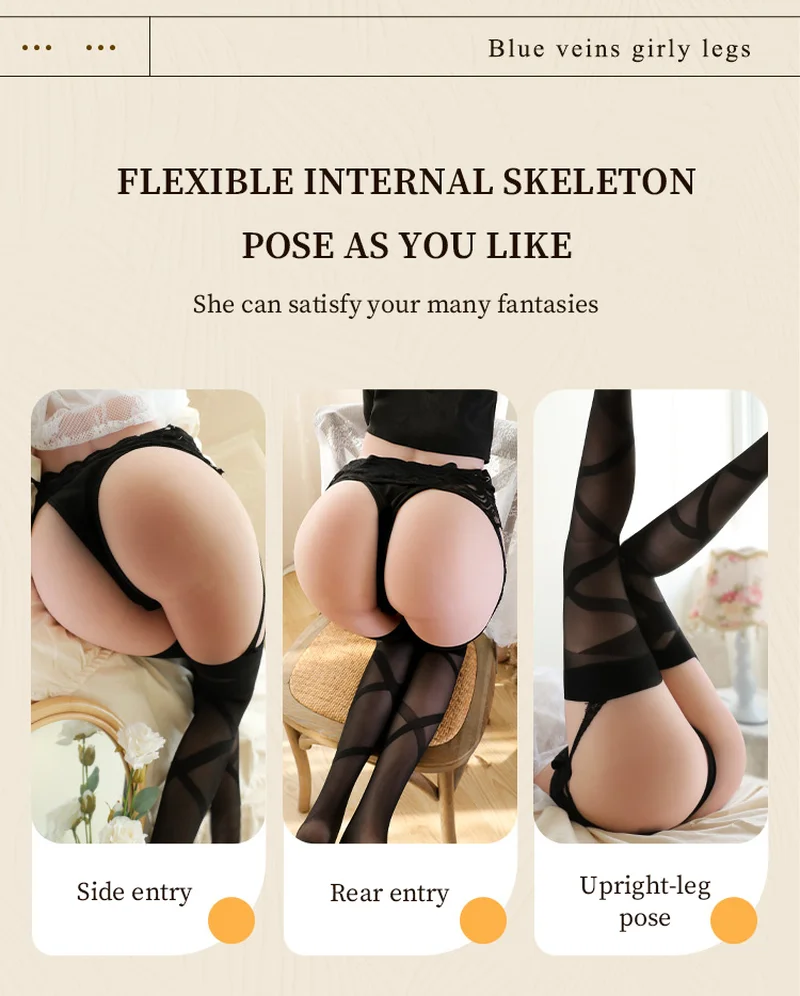 Soft lifelike doll feet close-up in sheer black stockings showing realistic sole detail and smooth texture