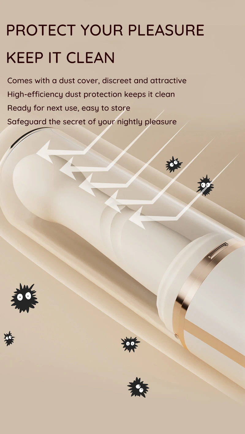 Telescopic thrusting vibrator with protective dust cover illustration Discreet Sex Toys Brand - HooHss