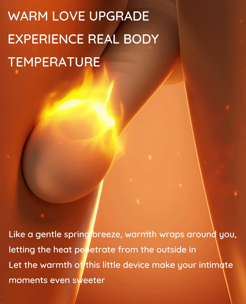 Heated thrusting vibrator with warming feature illustration between thighs Discreet Sex Toys Brand - HooHss