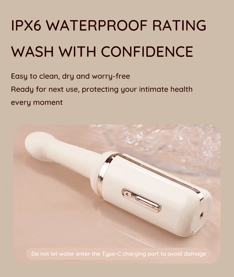 IPX6 waterproof wand vibrator with Type-C charging port detail Discreet Sex Toys Brand - HooHss