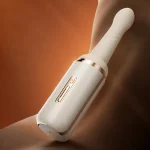 White heated telescopic thrusting vibrator with rounded tip and control buttons Discreet Sex Toys Brand - HooHss