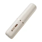 White heated thrusting vibrator with sleek cylindrical design and gold control switch Discreet Sex Toys Brand - HooHss