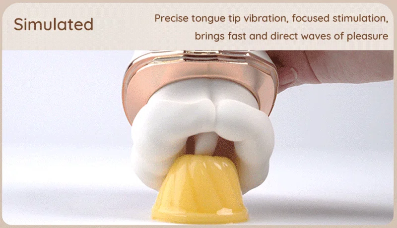 Simulated vibrating tongue vibrator with wide opening and textured tongue tip Discreet Sex Toys Brand - HooHss