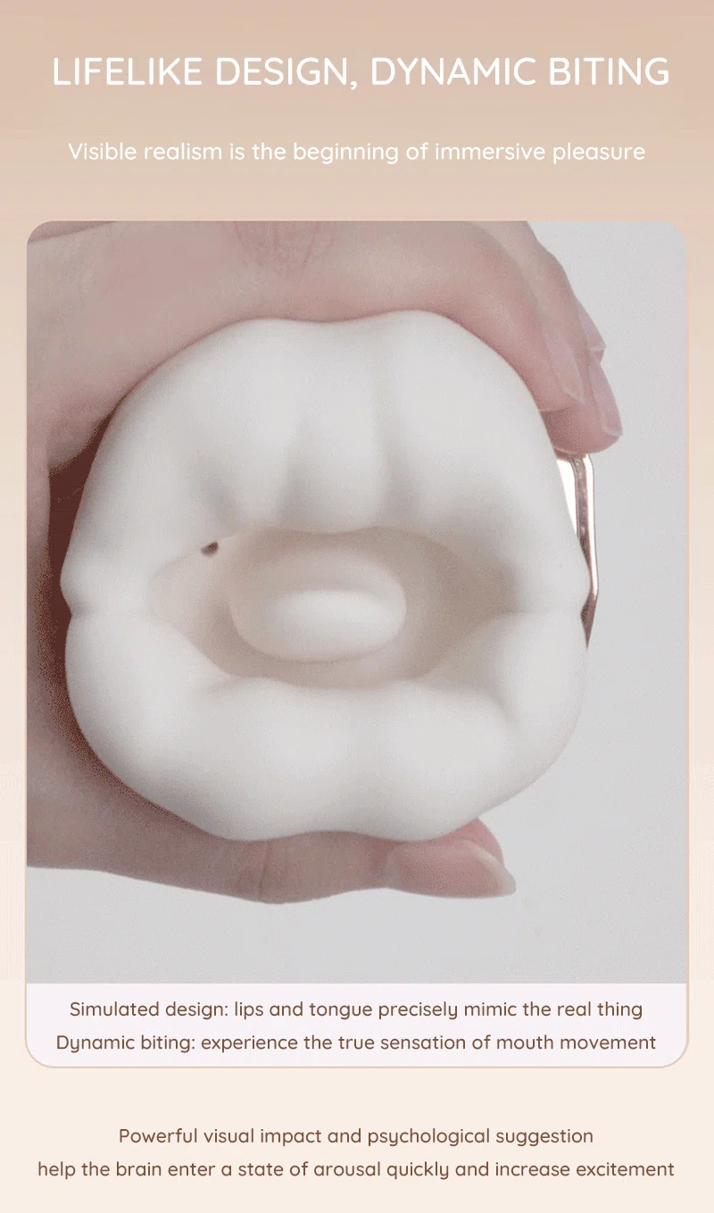 realistic vibrator sleeve with detailed lips and tongue opening Discreet Sex Toys Brand - HooHss