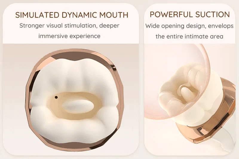 vibrator wide opening mouth design with powerful suction description graphic Discreet Sex Toys Brand - HooHss