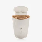 White automatic vibrator with wide opening and rose gold trim Discreet Sex Toys Brand - HooHss
