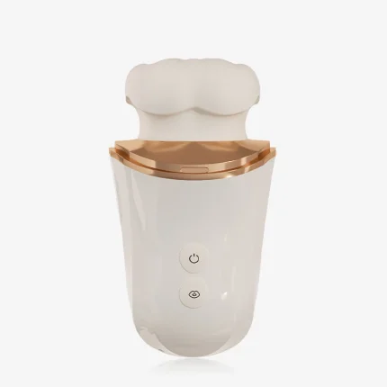 White automatic vibrator with wide opening and rose gold trim Discreet Sex Toys Brand - HooHss
