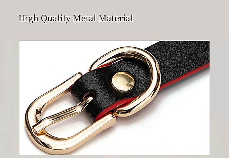 Gold-tone metal buckle detail on black faux leather cat mask strap for durable premium finish