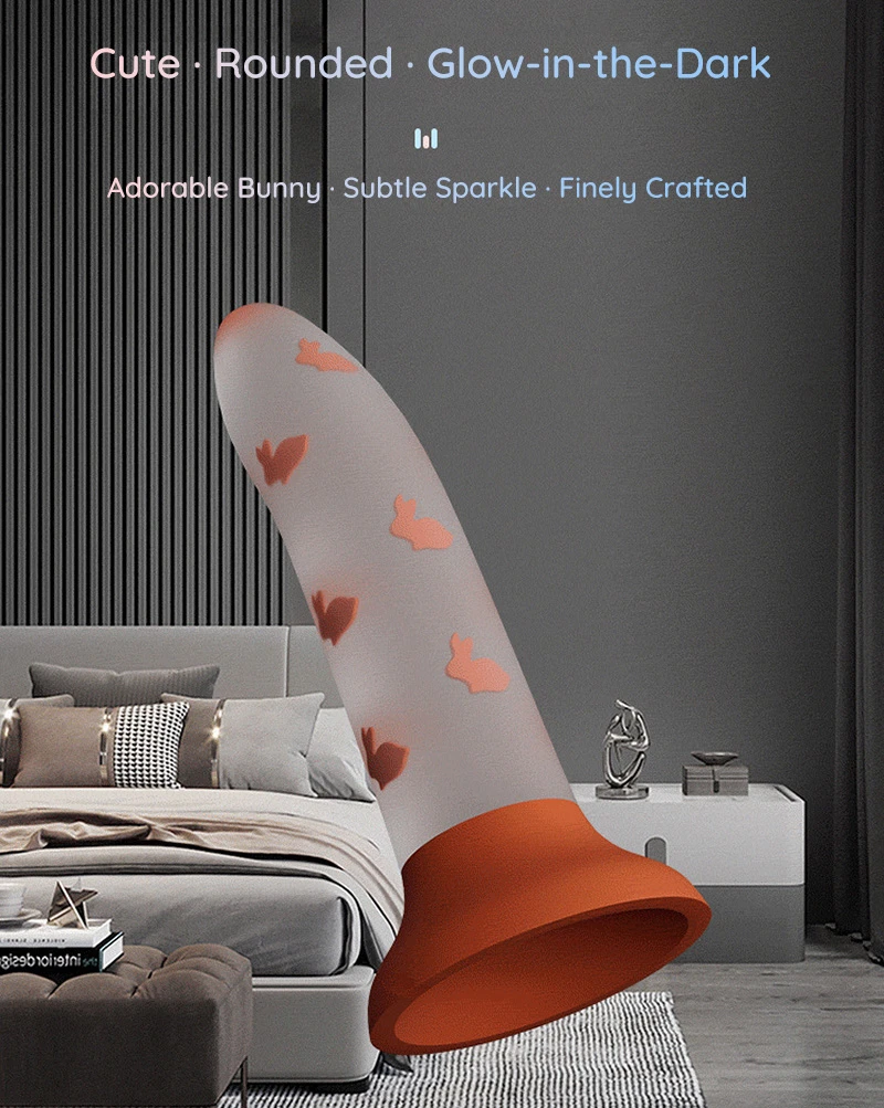 Curved rabbit pattern dildo with suction cup base Discreet Sex Toys Brand - HooHss