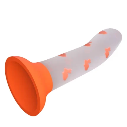 Curved glowing dildo with suction cup base and bunny pattern Discreet Sex Toys Brand - HooHss