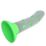 Curved glowing dildo with suction cup base and translucent body Discreet Sex Toys Brand - HooHss