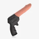 Realistic rotating vibrating dildo gun style sex toy with black handle