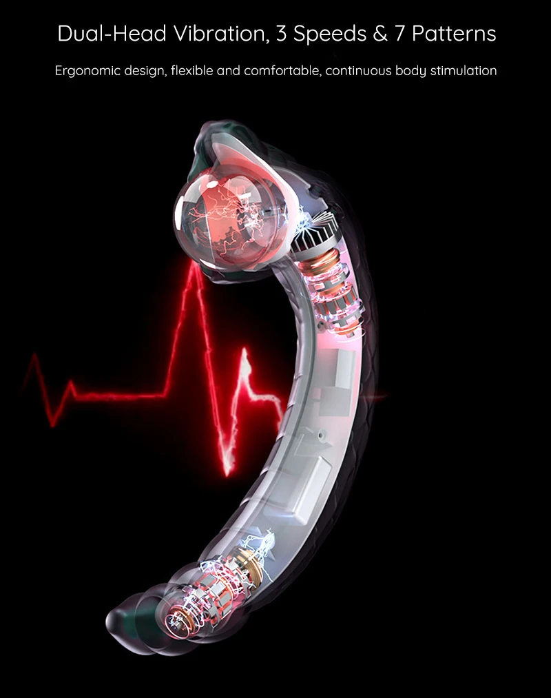 Dual-head vibrating massager with flexible curved design and multiple speed patterns Discreet Sex Toys Brand - HooHss
