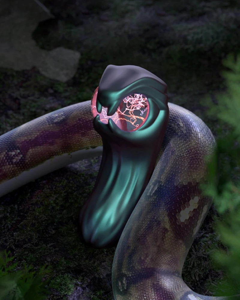 Snake-themed sculptural pendant with glowing orb detail Discreet Sex Toys Brand - HooHss