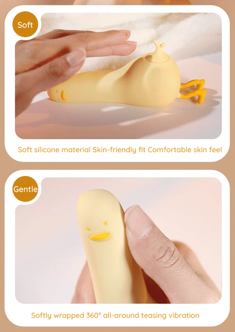 Soft duck-shaped silicone vibrator with gentle texture Discreet Sex Toys Brand - HooHss