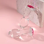 clear glass anal plug set with pink jewel base Discreet Sex Toys Brand - HooHss