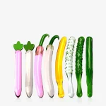 Colorful fruit and vegetable glass dildo wand set with textured and curved designs Discreet Sex Toys Brand - HooHss