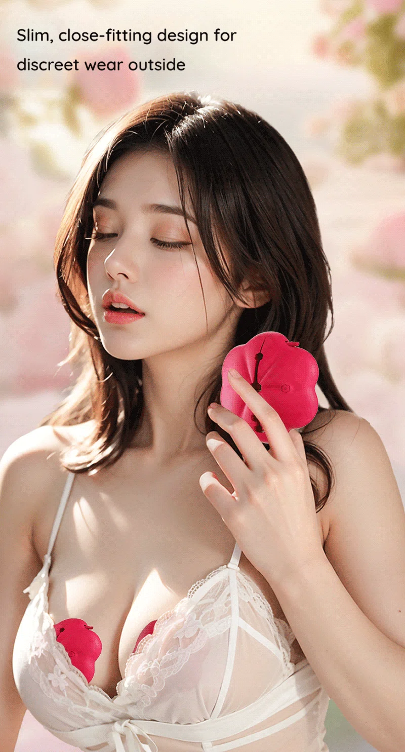 Model wearing flower-shaped nipple clips under sheer lingerie for discreet wear Discreet Sex Toys Brand - HooHss