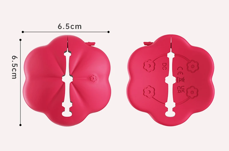 Flower shaped nipple clip front and back view with 6.5 cm dimensions Discreet Sex Toys Brand - HooHss